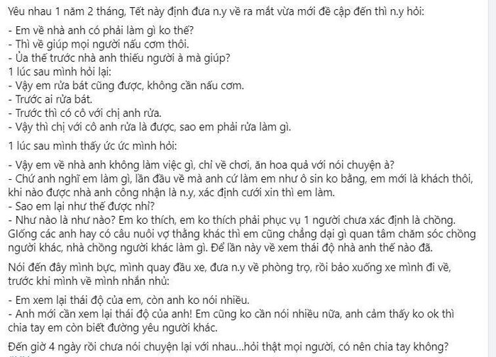Chia tay vì người yêu tuyên bố không rửa bát khi về ra mắt