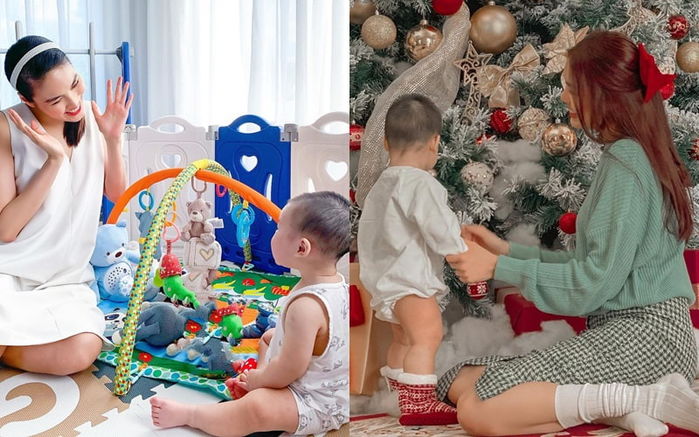 Lan Khuê khoe con nhưng dân tình chỉ chú ý đến sân biệt thự siêu rộng