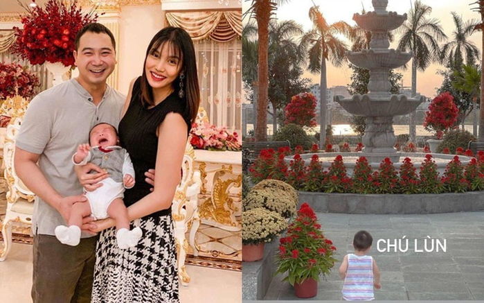 Lan Khuê khoe con nhưng dân tình chỉ chú ý đến sân biệt thự siêu rộng