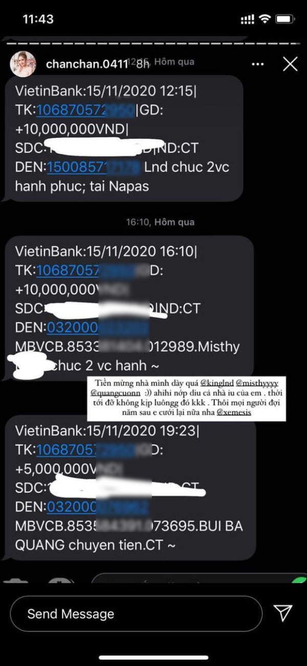Tiền mừng của sao Việt cho đám cưới bạn thân