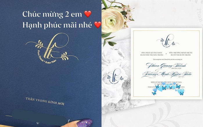 Thiệp cưới của Phan Thành và Primmy Trương đẹp long lanh