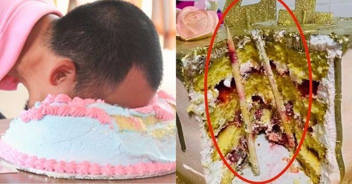 Chàng trai suýt bị vật nhọn chọt vào mắt vì bị úp bánh kem