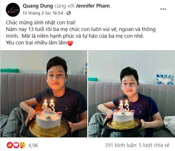 Con trai Quang Dũng – Jennifer Phạm ở tuổi 13