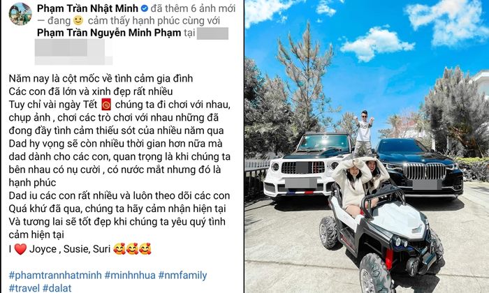 Minh Nhựa đăng ảnh bên 3 cô con gái với vợ đầu