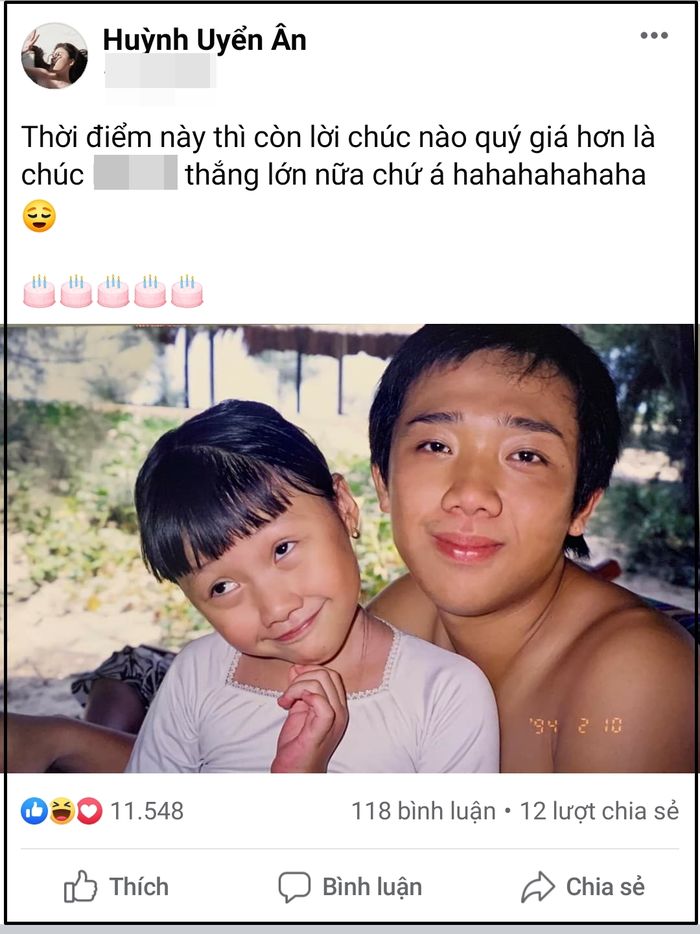 Em gái Trấn Thành đăng ảnh hiếm ngày bé mừng sinh nhật anh trai