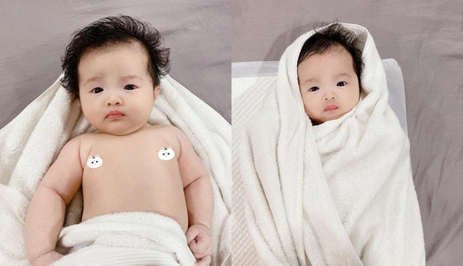 Con gái Đông Nhi mới tí tuổi đã biết làm đỏm chụp ảnh