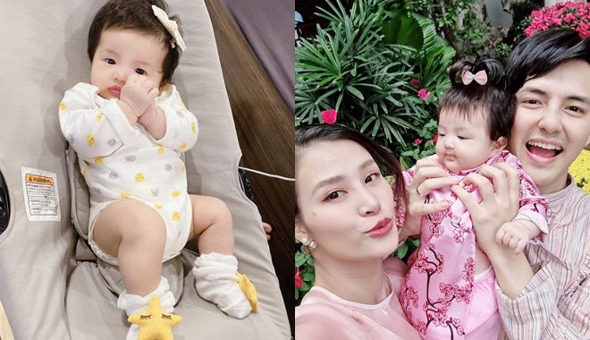 Con gái Đông Nhi mới tí tuổi đã biết làm đỏm chụp ảnh