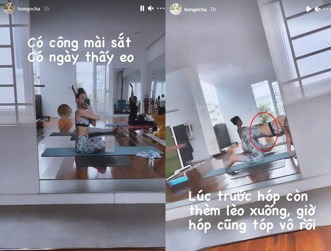 Hà Hồ để lộ vòng eo kém thon gọn khi diện đầm ôm body