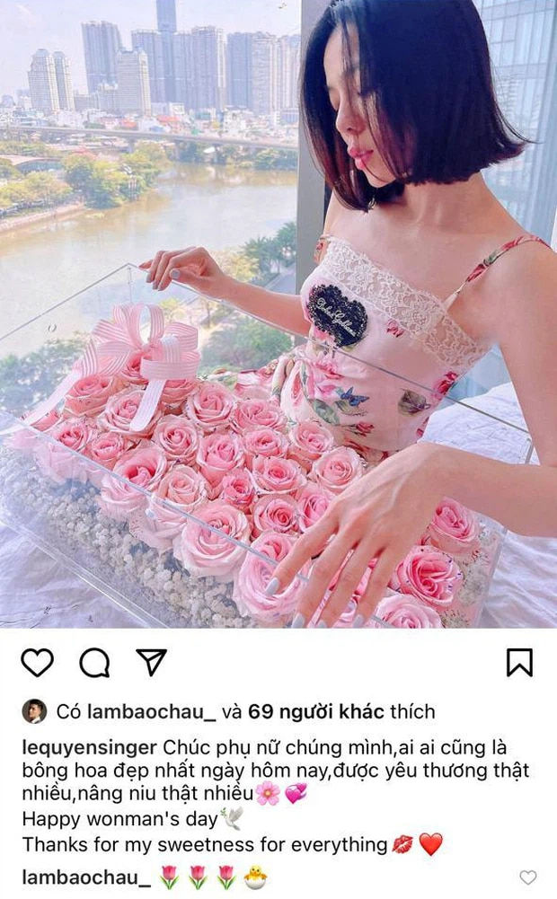 Lệ Quyên khoe món quà 8/3/2021 ngọt ngào