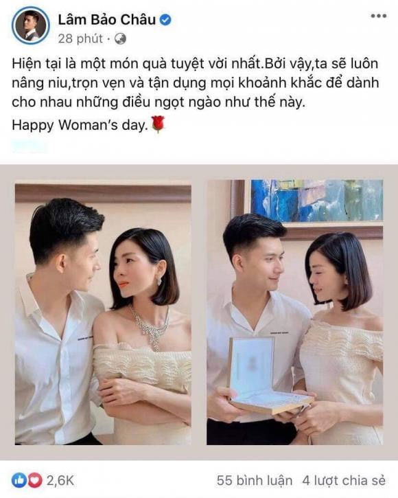 Lệ Quyên khoe món quà 8/3/2021 ngọt ngào