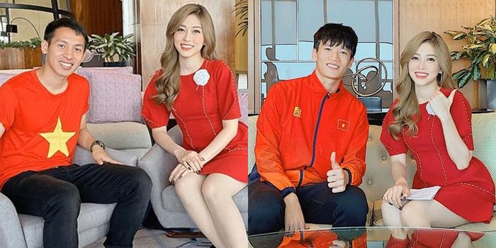 Mỹ nhân Việt chung khung hình với cầu thủ