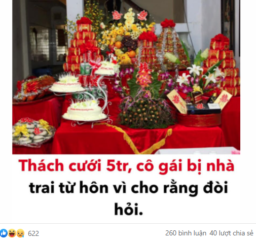 Thách cưới 5 triệu, cô gái bị nhà trai từ hôn
