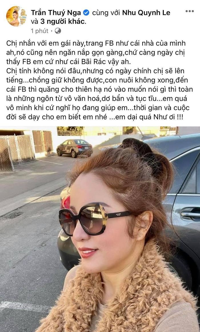 Thúy Nga trách vợ cũ Hoàng Anh