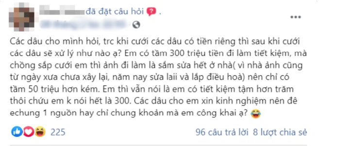 Tiết kiệm 300 triệu nên giữ phòng thân hay gộp với chồng