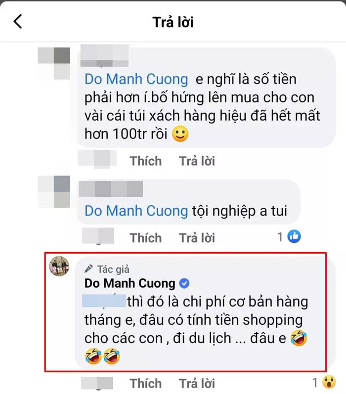 Chi phí NTK Đỗ Mạnh Cường nuôi 8 con