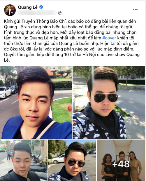 Hậu giảm 8kg, Quang Lê bức xúc khi bị youtuber đăng thông tin sai lệch