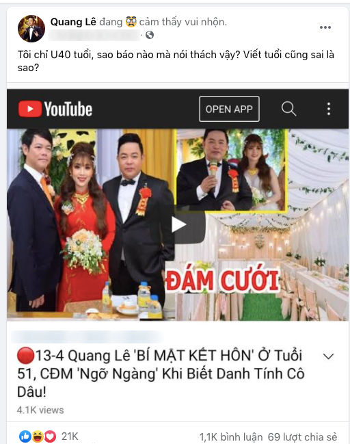 Hậu giảm 8kg, Quang Lê bức xúc khi bị youtuber đăng thông tin sai lệch