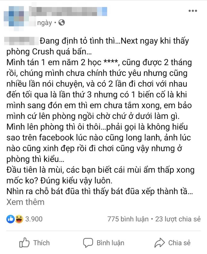 Lên kế hoạch tỏ tình, thanh niên “quay xe” phút 89 vì nàng... ở bẩn