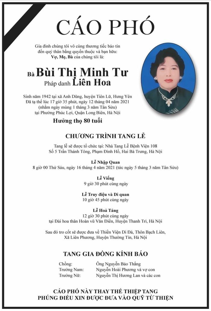 Sao Việt gửi lời chia buồn khi mẹ chồng Việt Hương qua đời