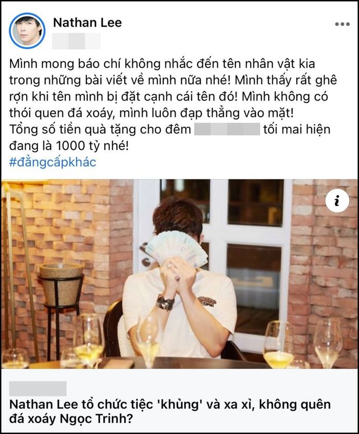 Nathan Lee yêu cầu truyền thông không nhắc tên mình cạnh Ngọc Trinh