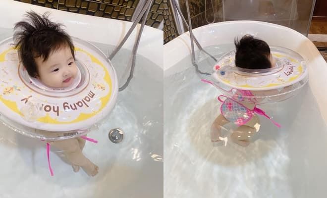 Nhóc tì nhà sao lên đồ đi bơi cực sành điệu