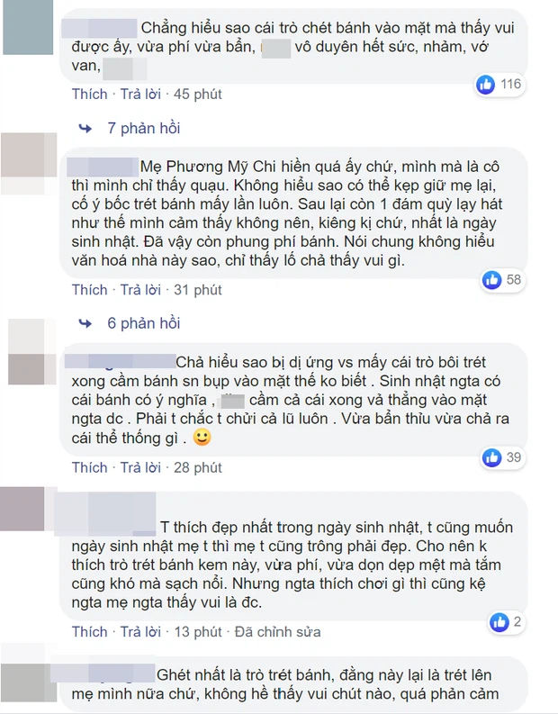 Sao Việt gây tranh cãi khi úp bánh kem vào mặt người thân
