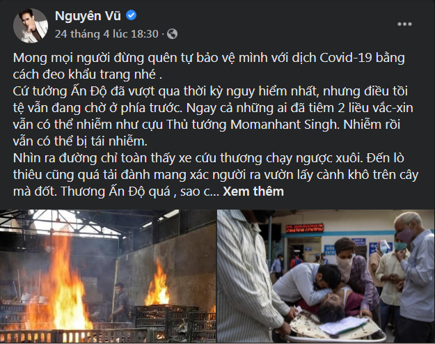 Sao Việt cầu nguyện bình an cho Ấn Độ