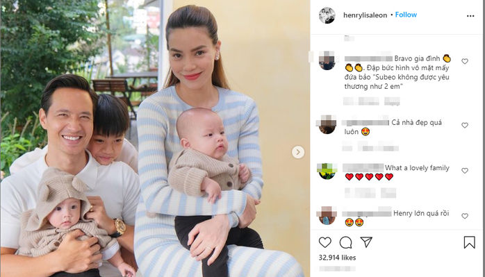 Subeo luôn ôm Kim Lý mỗi khi chụp ảnh gia đình