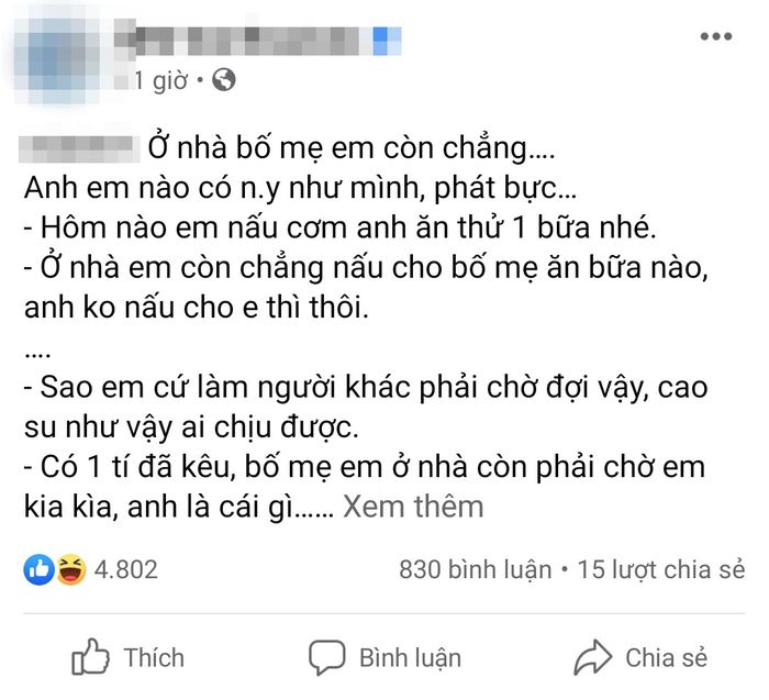 Thanh niên than trời vì vớ phải cô bạn gái “bố mẹ em lo hết”