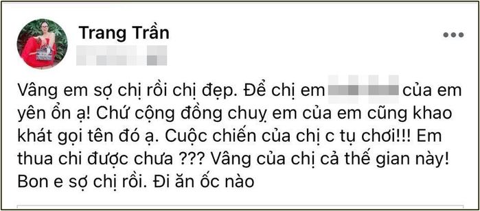 Trang Trần chính thức đầu hàng chịu thua vợ Dũng lò vôi