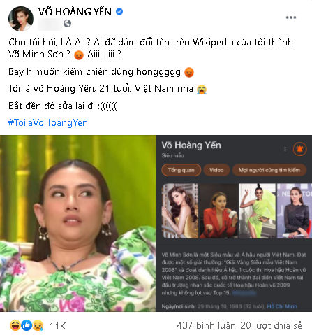 Võ Hoàng Yến giận tím người khi bị đổi tên thành đàn ông