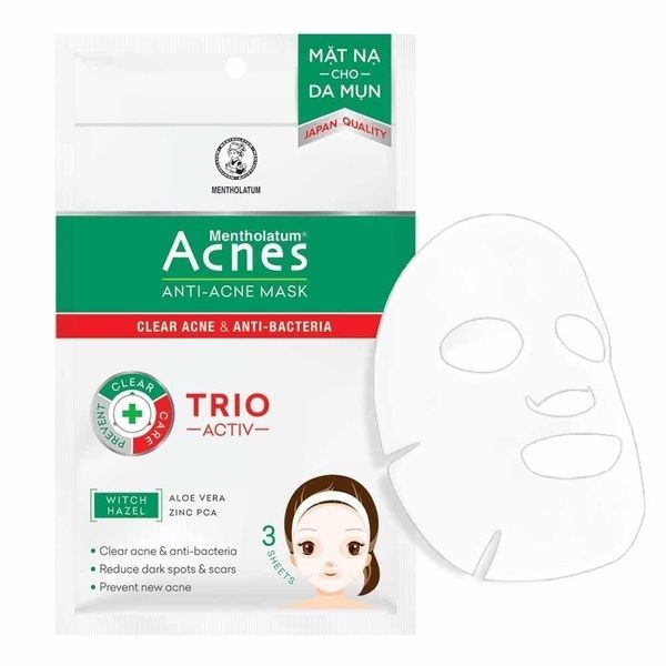 ACNES, Mặt Nạ Acnes Anti Acne Chuyên Biệt Cho Da Mụn Sạch Mụn Da Mịn Màng 3  Miếng 65ml | Watsons Vietnam