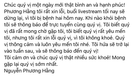 Bà Phương Hằng cam kết không livestream tối nay: hết phim quý vị ơi!