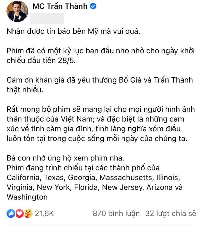 Bố Già của Trấn Thành lần đầu làm nên kì tích cho điện ảnh Việt ở Mỹ
