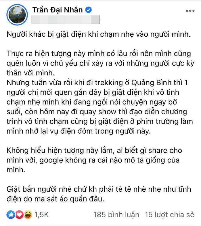 Đại Nhân cầu cứu khi người khác chạm vào mình là bị giật điện