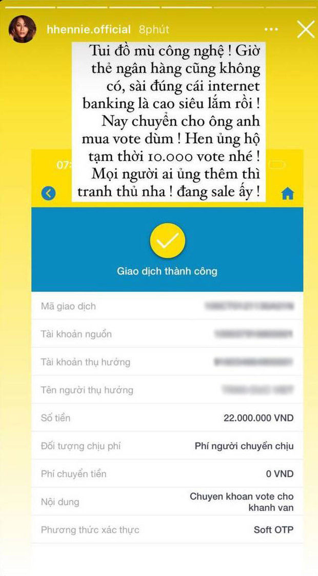 H'Hen Niê chuyển khoản nóng mua phiếu vote cho Khánh Vân