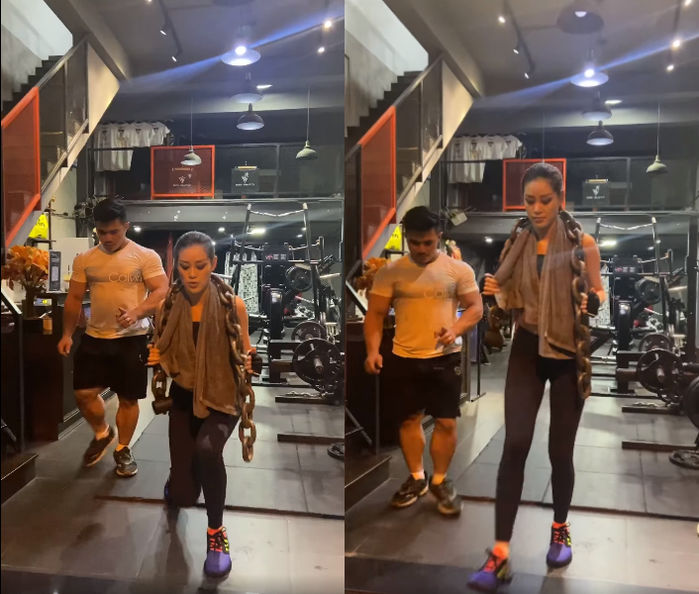 Khánh Vân vác xích size bự nhất để rèn luyện body cho Miss Universe