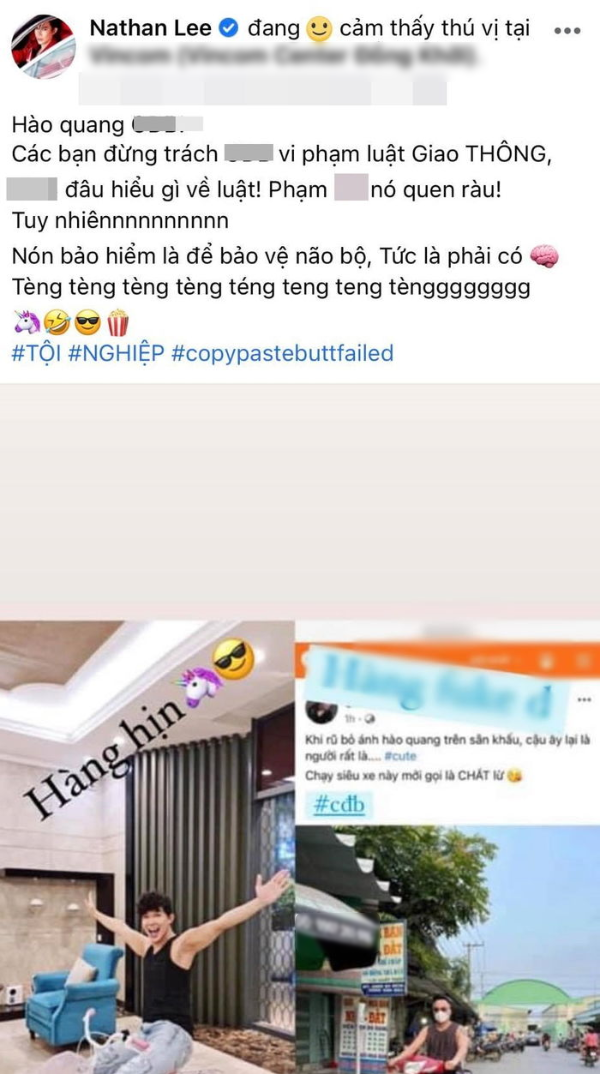 Cao Thái Sơn không đội mũ bảo hiểm khi lái xe, Nathan Lee mỉa mai