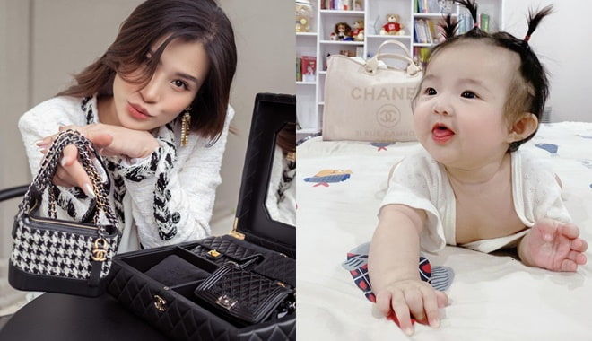 Nhóc tì nhà sao Việt mới vài tháng tuổi đã mê túi hiệu