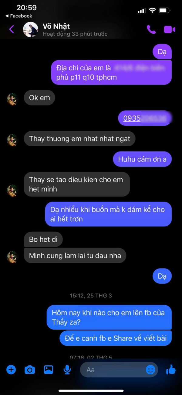 Tin nhắn Nhật Dũng hứa giúp học trò, lo lắng bệnh nặng không qua khỏi