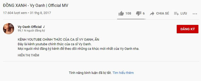 Vy Oanh tắt bình luận kênh Youtube giữa lùm xùm với bà Phương Hằng