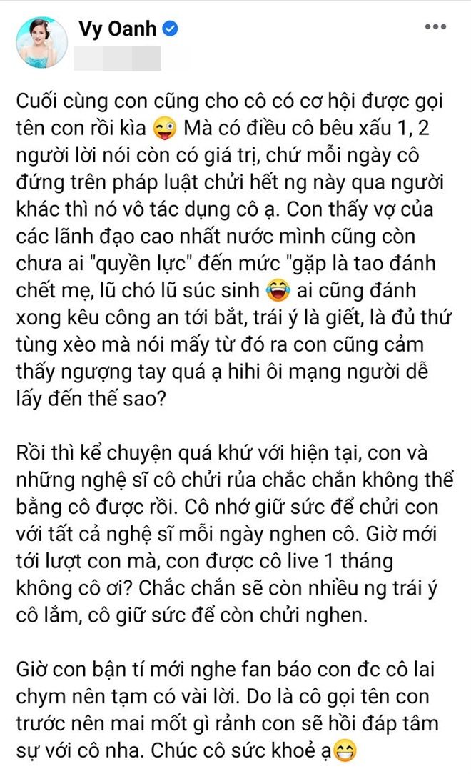 Vy Oanh tay đôi với vợ Dũng lò vôi: Đời còn luật nhân quả nữa