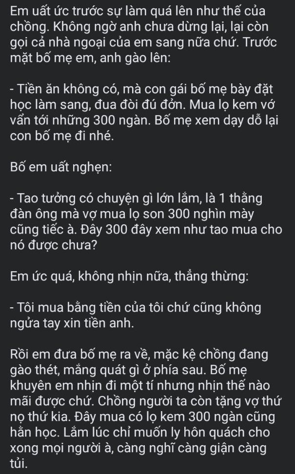 Chồng ném hộp kem 300k vào thùng rác bảo trò làm đẹp vớ vẩn
