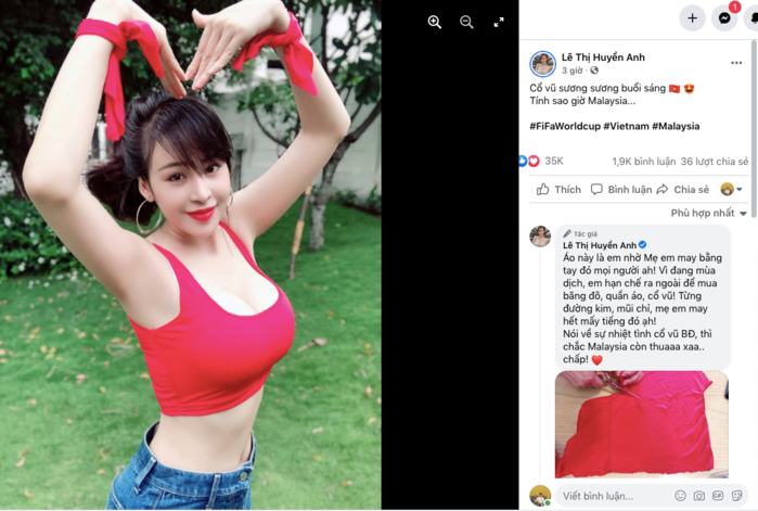 Bà Tưng comeback đỏ rực cổ vũ tuyển VN, tiên tri Malaysia hít khói
