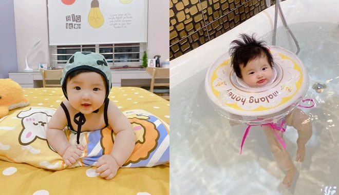 Biểu cảm của nhóc tì Vbiz khi đi bơi: Leon thần thái, Winnie đáng yêu