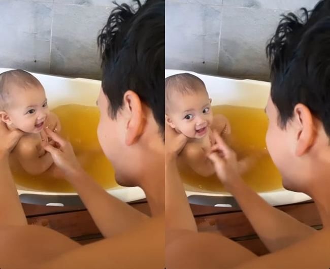 Bố bỉm Vbiz tắm cho con: Người chuyên nghiệp, người bị vợ cảnh cáo