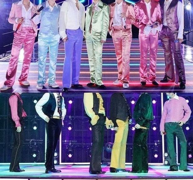 BTS liên tục mất hết điểm trong mắt netizen vì mặc đồ bóng loáng