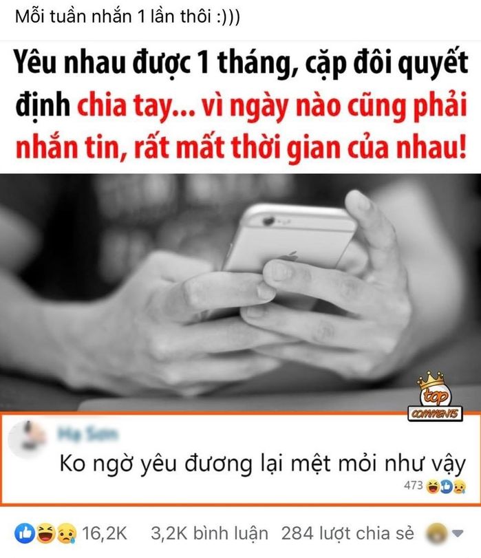 Cặp đôi quyết định chia tay vì ngày nào cũng nhắn tin mất thời gian