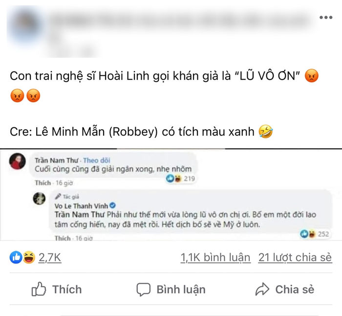 Con trai Hoài Linh phủ nhận chửi khán giả: Đó là sản phẩm photoshop