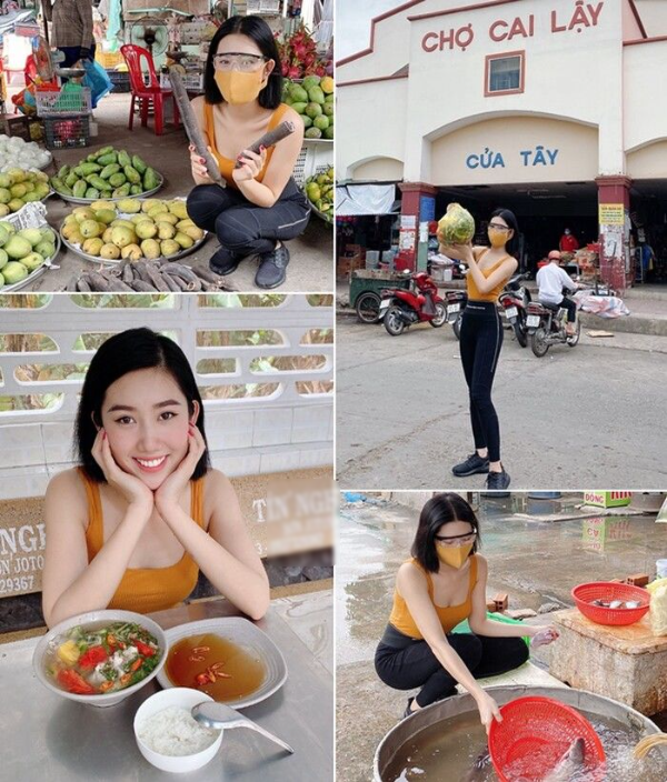 Đỗ Thị Hà mặc váy hồng cổ điển đi chợ: Có cần đẹp vậy không?